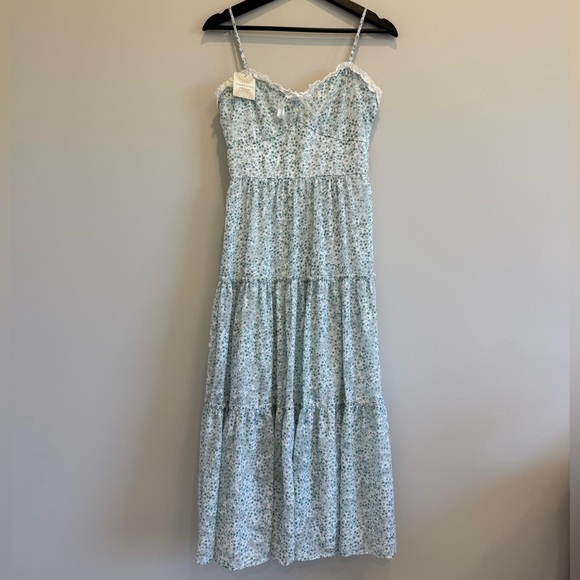 Altar’d State Floral Lace Trim Tiered Midi Dress NWT XS - Picture 4 of 5